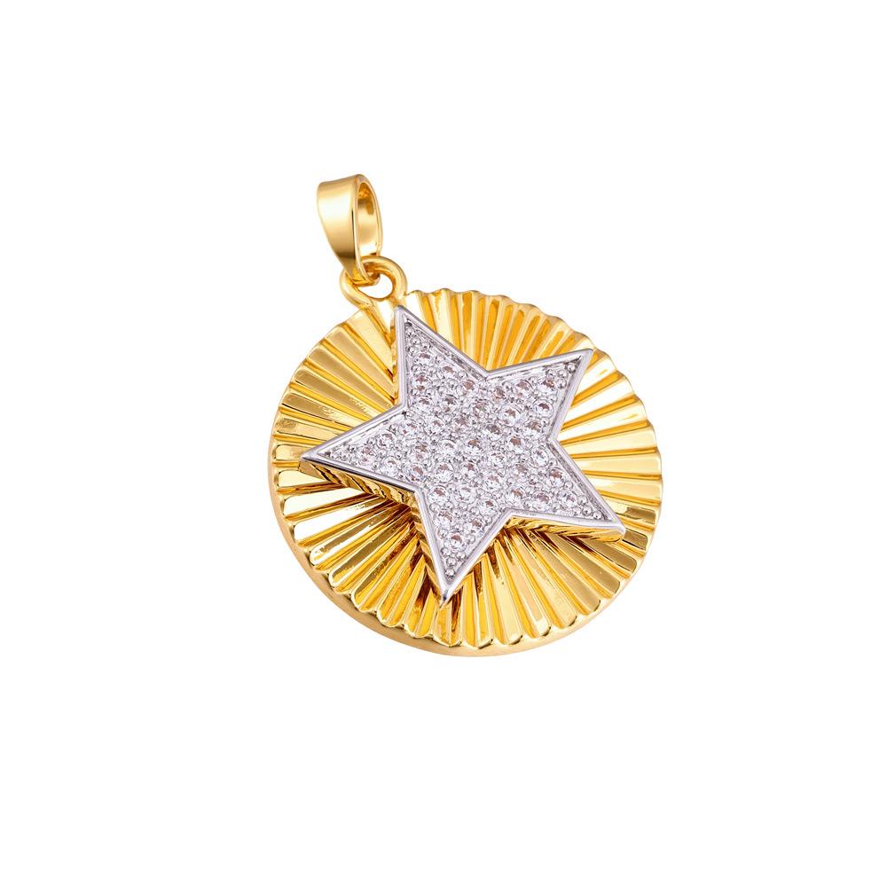 Retro European Zircon Pendant: Eight-Pointed Star, Sunflower, Spiral, Five-Pointed Star Necklace Accessory.