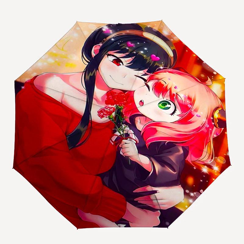 1pc Mother's Day Gift: Cute Anime Girl with Flowers Umbrella - Automatic Opening, Foldable Design, Iron Frame, Outdoor Use, Suitable for Fans, Travel,