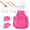 11pcs Kids Chef Set Children Cooking Play Kitchen Baking Aprons Oven Glove Eggbeater Girl's Gift