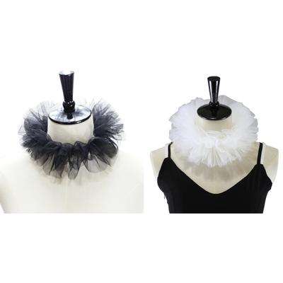 Vintage Clown Choker Ruffled Mesh False Collar Victorian Styles Neck Ruff for Masquerades Parties and Themed Costume