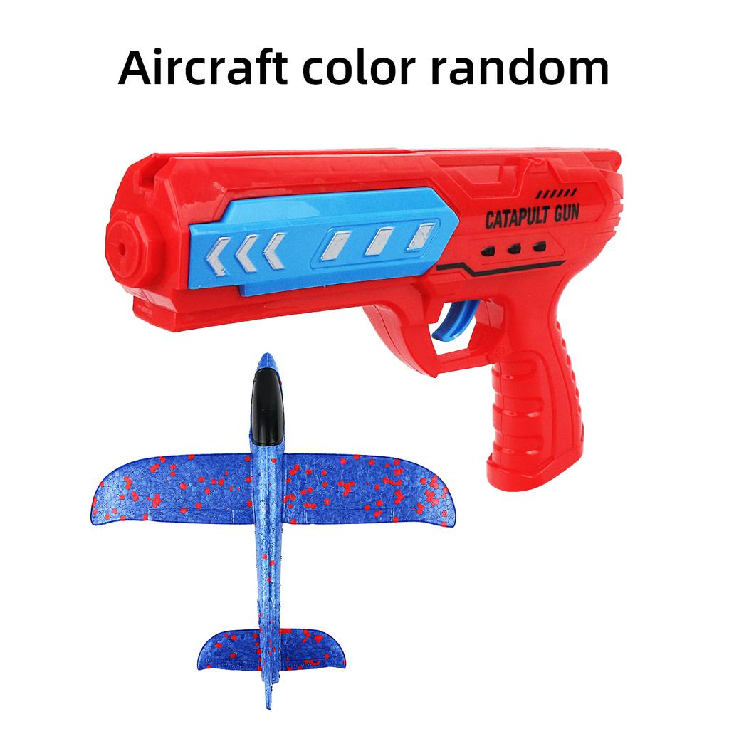Children'S Outdoor Ejection Foam Aircraft Flying Hand Throwing Glider Gun One Button Flying Toy