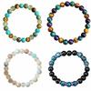 Natural Stone Halo Quartz Bracelet 8mm Bead Bracelet  Crystal Jewelry