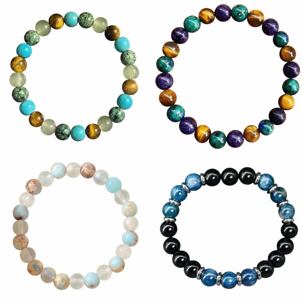 Natural Stone Halo Quartz Bracelet 8mm Bead Bracelet  Crystal Jewelry