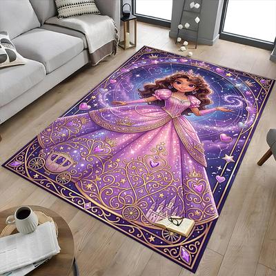 1PC Princess Castle Non-Slip Floor Carpet, Office, Family, Bedroom, Studio - Large Area Rug, Vibrant Colors, Longlasting Material-C0493