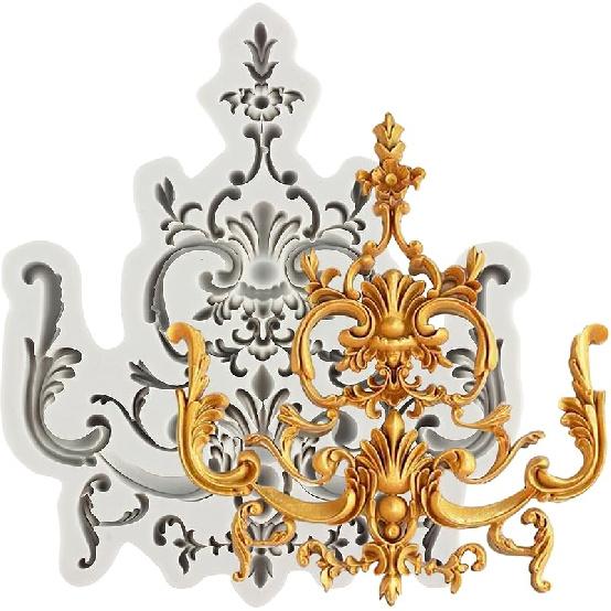 Baroque Fondant Mold Curlicues Scroll Lace Silicone Molds Filigree Mold 3D Sculpted For Sugar Cake Decorating Cupcake Topper Candy Chocolate Gum