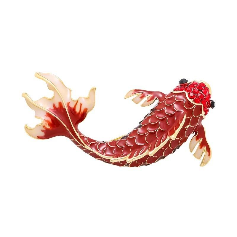 Red Carp Women's Brooch Pins Trendy Charm Metal Brooches Good Luck Fish Pin Jewelry Party Wedding Gifts