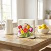 Flower Napkin Holder for Table Decor, Floral Paper Towel Holder, Freestanding Napkin Dispenser for Kitchen Dinner Restaurant Bar Decoration