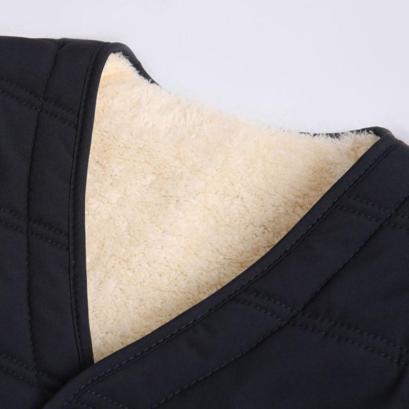 Winter Men Fleece Warm Vest Jacket Letter Print Windproof Wool Liner Warm V-neck Casual Coats Padded Thicken Outdoor Waistcoats