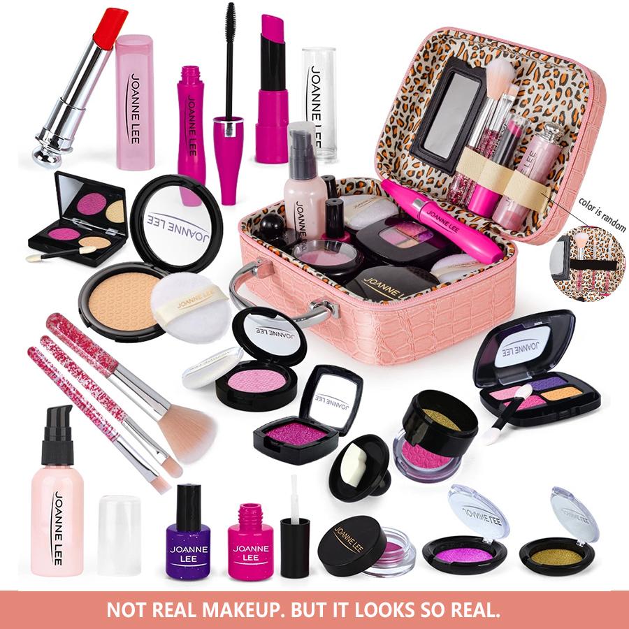 

Набор детской декоративной косметики, Набор для макияжа для ролевых игр для детей - с косметичкой на Рождество и день рождения, Набор игрушечной косметики для малышей