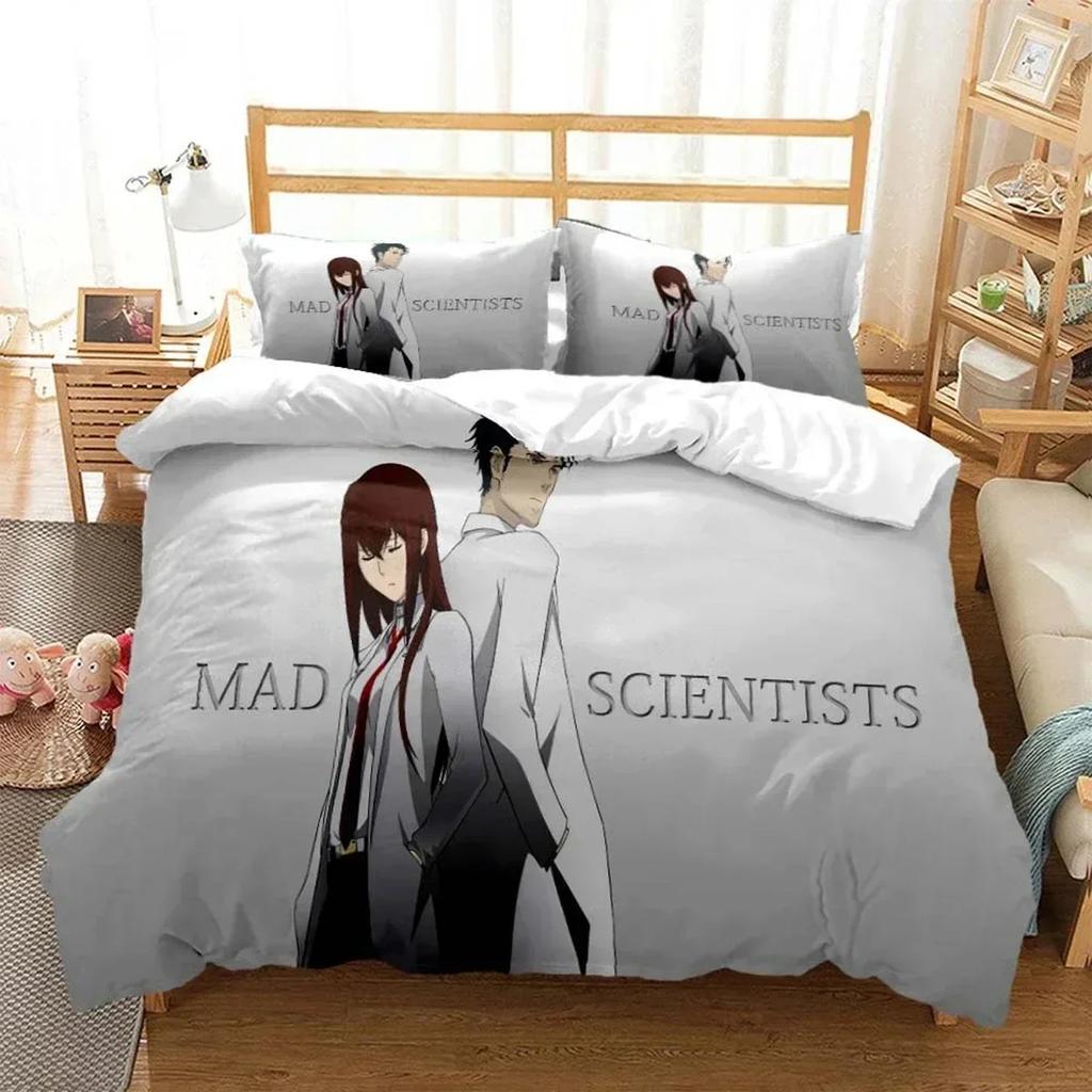 Anime Steins Gate Kurisu Makise Printed Bed Set Duvet Cover Pillowcase Bedding Set Linen Sheet Quilt Cover Full Queen King Size