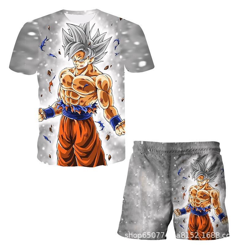 2026 Dragon Ball T-shirt Children s Top T-shirt Shorts Two Piece Set Summer Boys T-shirt+Shorts Set 110