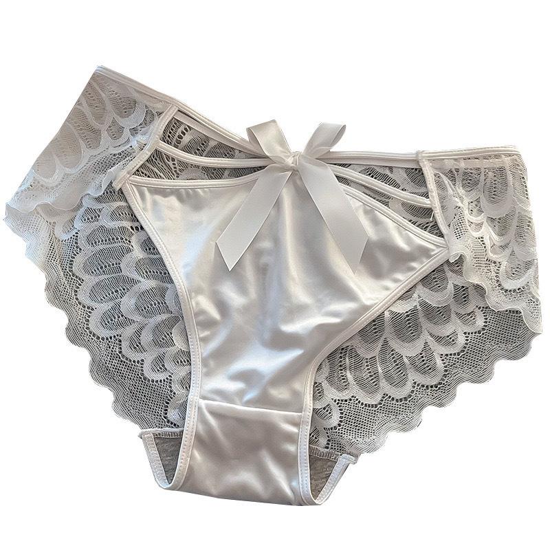 Japanese-Style Lace Bow Low-Waist Breathable Cotton Panties for Women