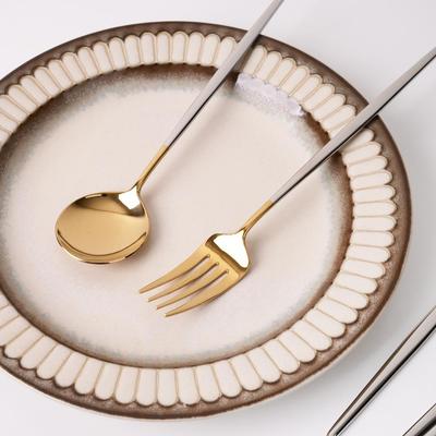 Avella Premium Glossy and Matte Dinner Cutlery Two-Tone Fork