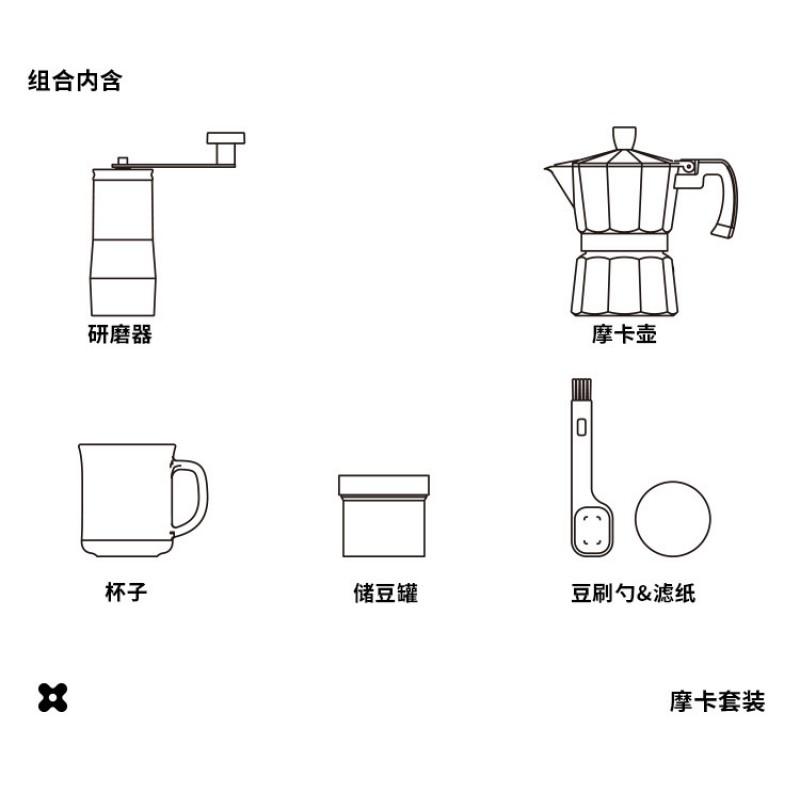 Manual Coffee Grinder Set With Moka Pot 6-Piece Gift Box Home Brewing Enthusiasts