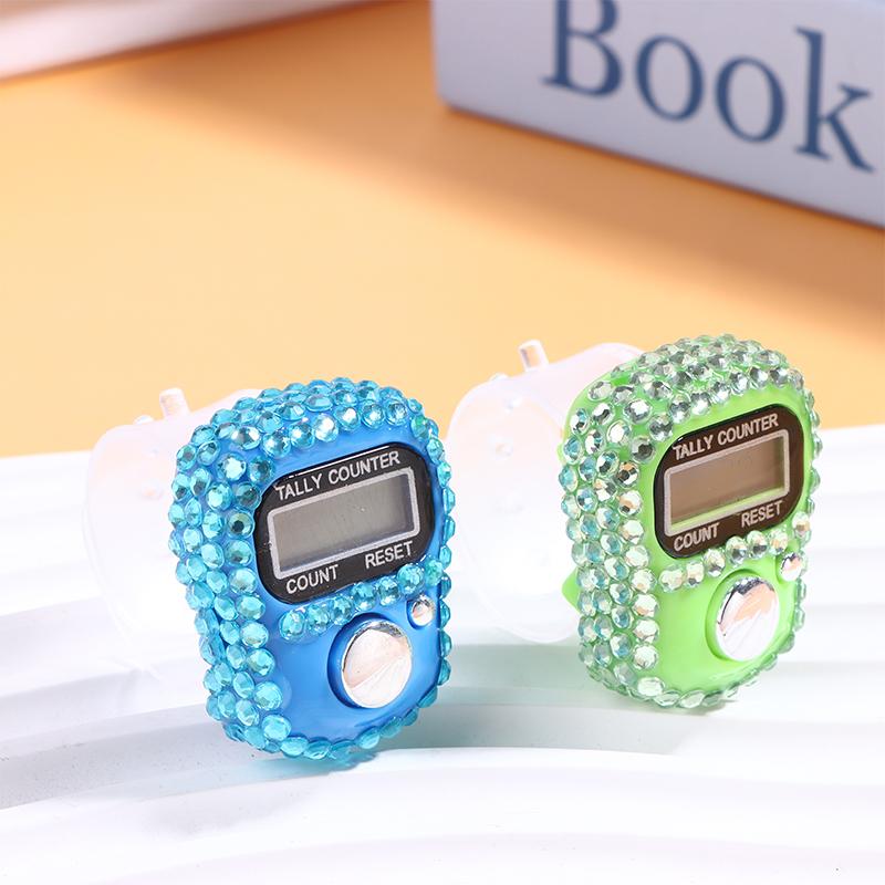 Portable 7 Colors Rhinestone Finger Counter Sparkling Design Counting Tool for Prayers Fitness and Learning Tasks