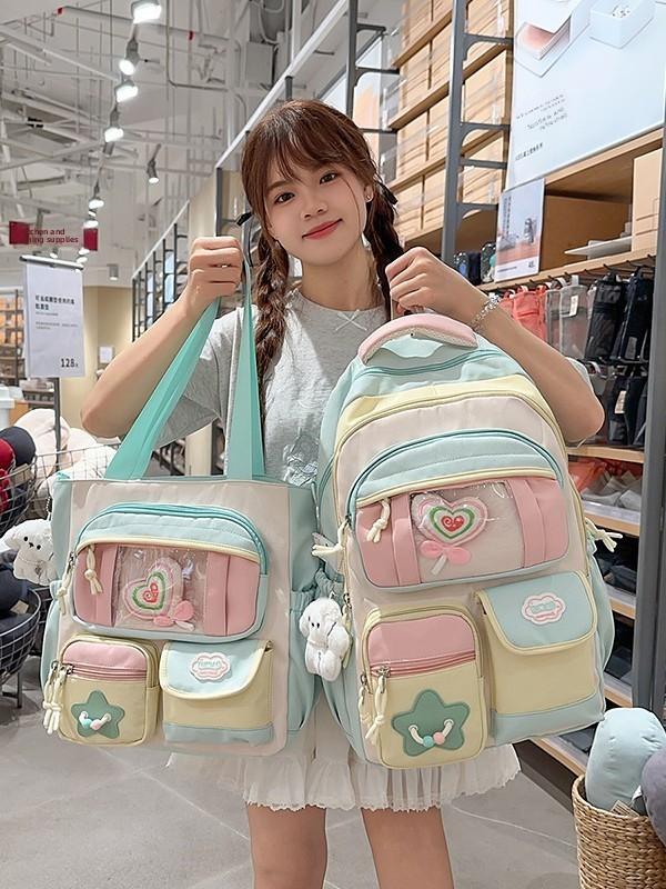 College Style Nylon Backpack With Fabric For School Use