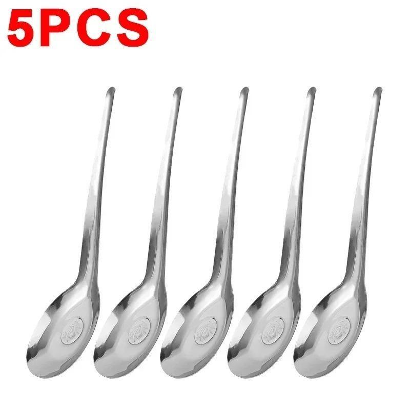 

2/5/10 шт. ложка из нержавеющей стали большой емкости для рисового супа, обеденная ложка для чая, молока, кофе, десерта, ложки, наборы столовых приборов для дома и кухни 5pcs