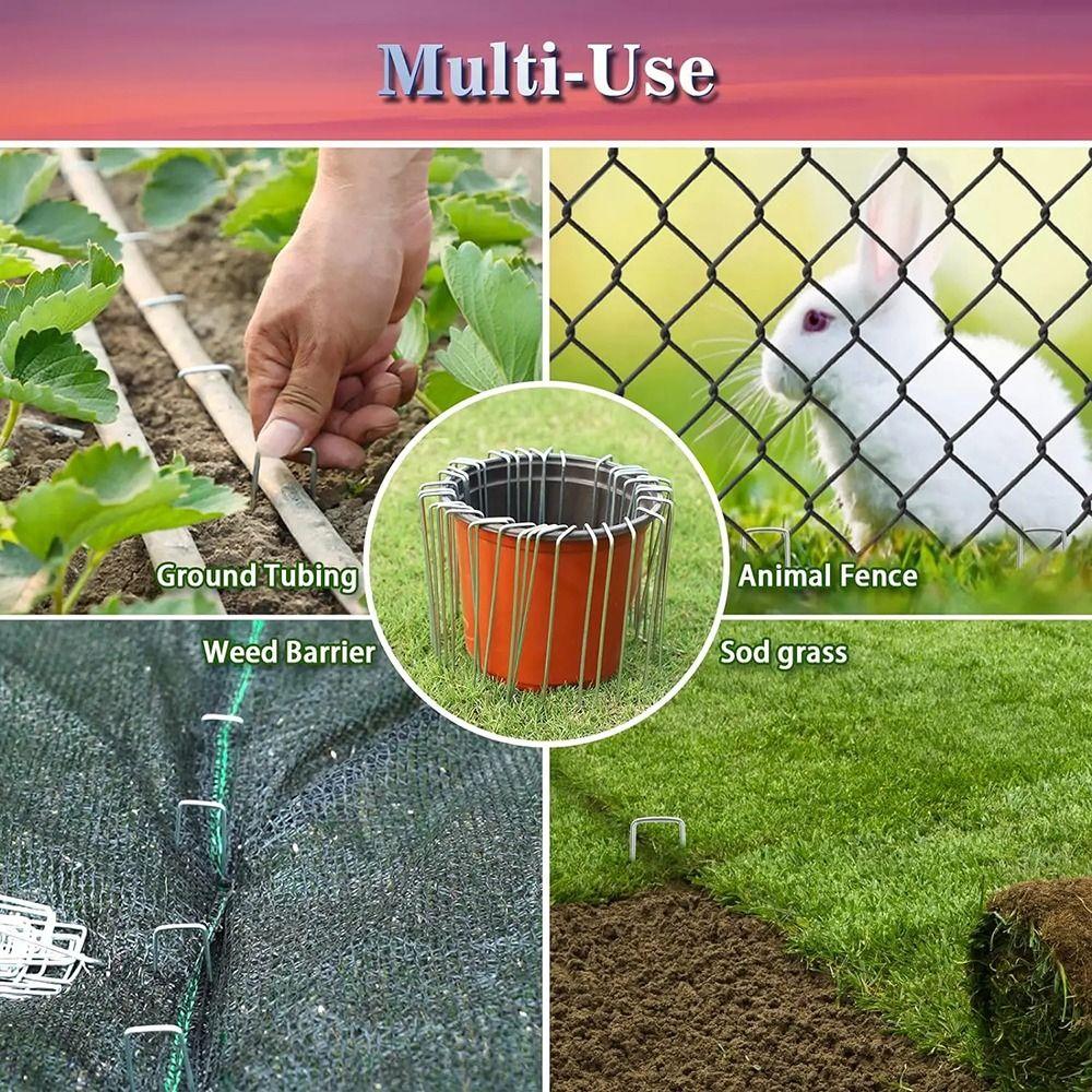 10Pcs Durable Heavy-duty Garden Staples U-type Metal Ground Nail Galvanized Landscape Spike Fence Tubing Yard Lawn Tent Stakes