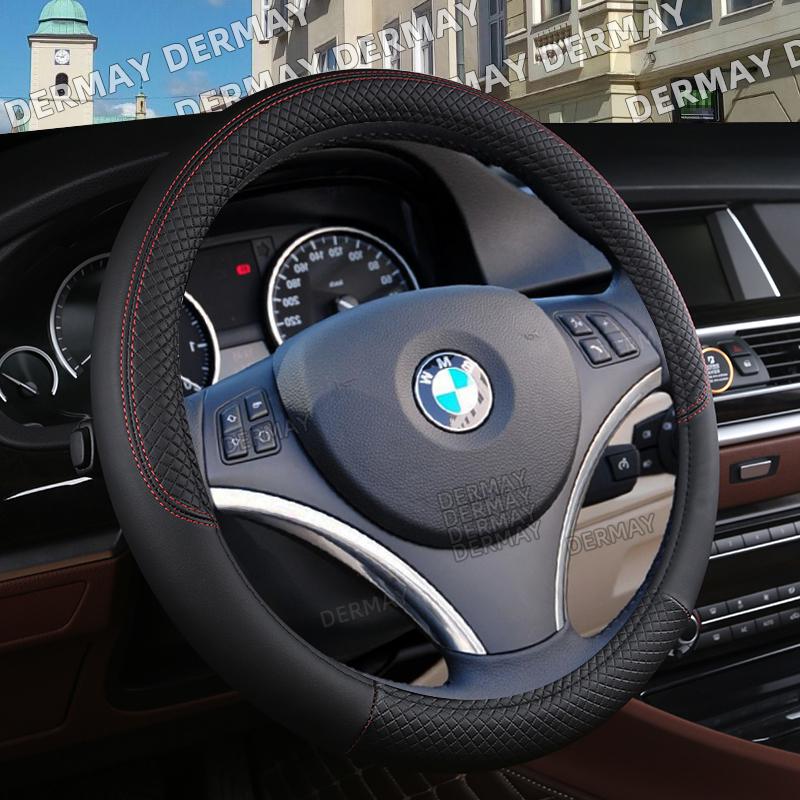 

for BMW X3 G01 E83 F25 DERMAY Car Steering Wheel Cover 9 Colors PU Leather Non-slip Lattice Design Auto