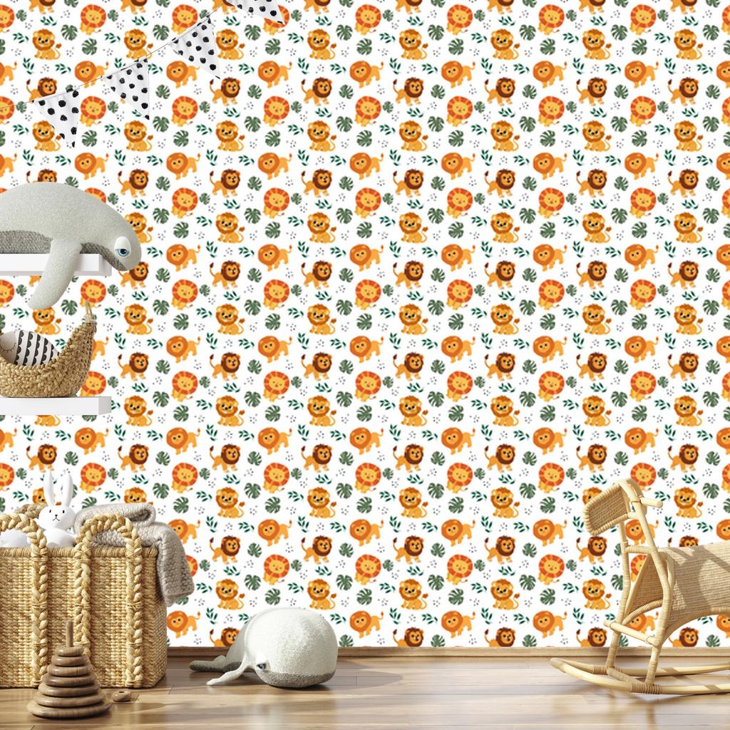 Lions Wallpaper White, Cream and Gold for Living Room and Bedroom 50x1000