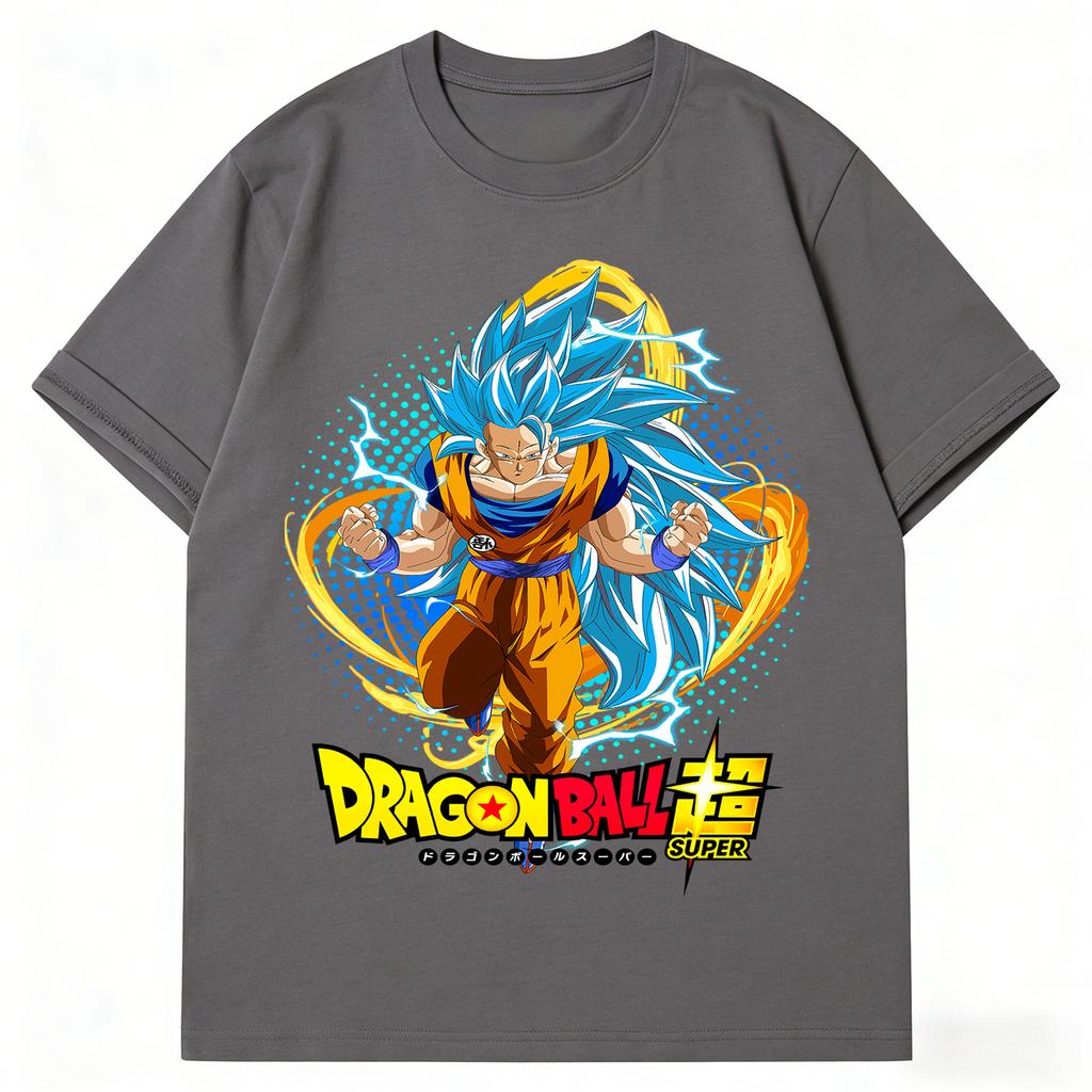 Dragon Ball Super Son Goku Super Saiyan Blue TShirt Graphic Print Crew Neck Pure Cotton High Street Fashion Tops For Men Women