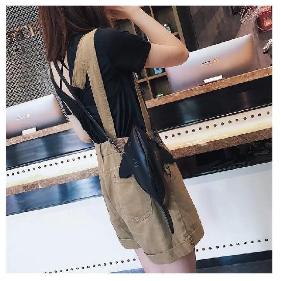 Euro-America Style Shark Shoulder Bag PU Flap Purse Mini Bag Lovely Animal Crossbody Funny Bag