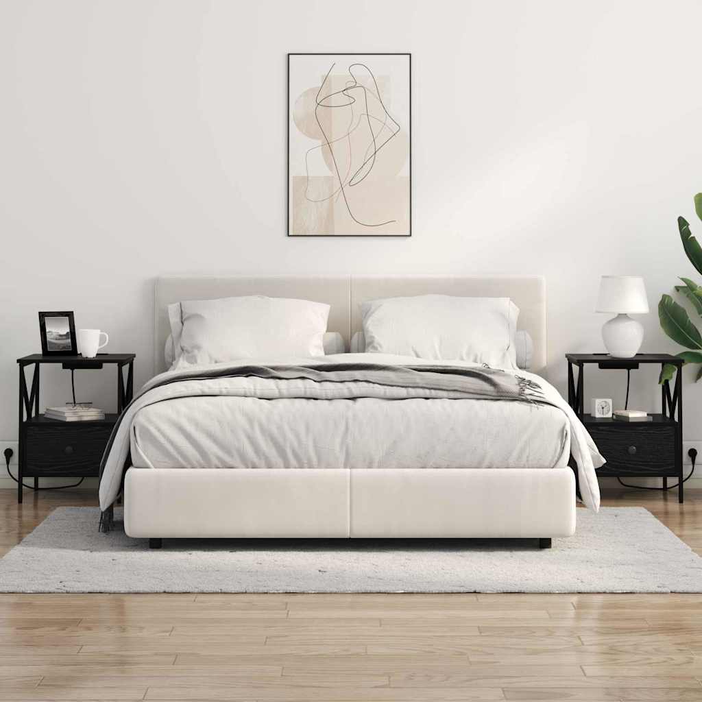 Nightstand Black Oak Effect 41.5 X 40.5 X 55 Cm