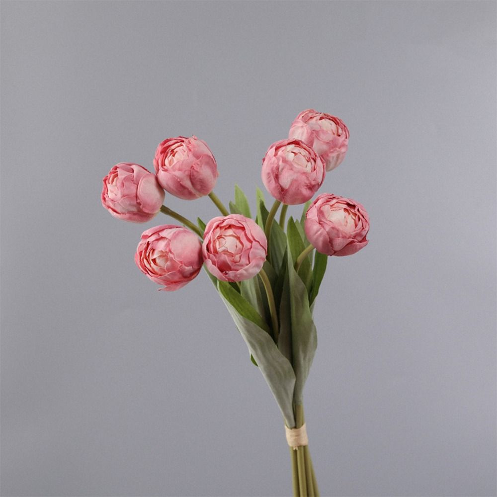 7 Heads Artificial Tulip Branches Real Touch Handmade Silk Tulip Flower Realistic Fake Flowers Home Living Room Decor
