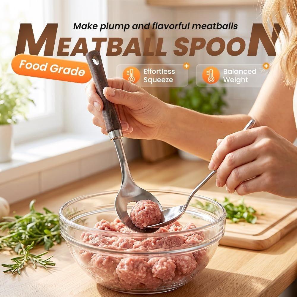 Stainless Steel Meatball Maker Spoon Round Spoon Head Meatball Portioning Tool Cooking Utensils
