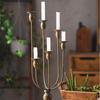 Industrial 5-Arm Candle Holder, Antique Faux Copper Candelabra, Distressed Brass Centerpiece for Home Decor, Rustic Table Decor