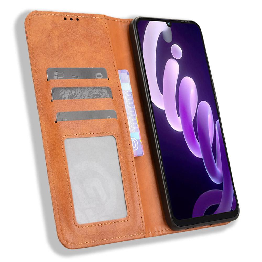 

For itel City 100 4G Leather Case Wallet Stand Retro Texture Phone Cover Blue