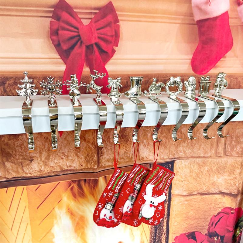 1 Stück Kaminhaken Wohnzimmer Schneeflocke Baum Elf Zuhause Weihnachtsstrumpfhaken Weihnachtsgeschenk Goldener Silberner Haken Schlafzimmer Metall Küche
