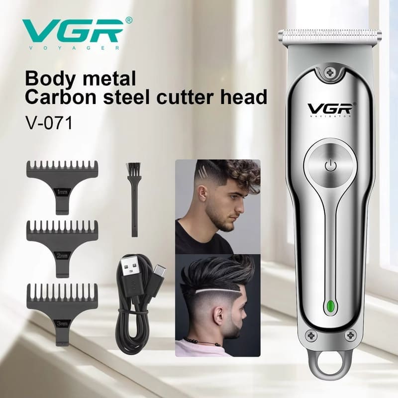 Professional Men's Rechargeable Electric Hair Clipper with Stainless Steel Blades USB Charging and Plug-in Function  Large Battery  Washable