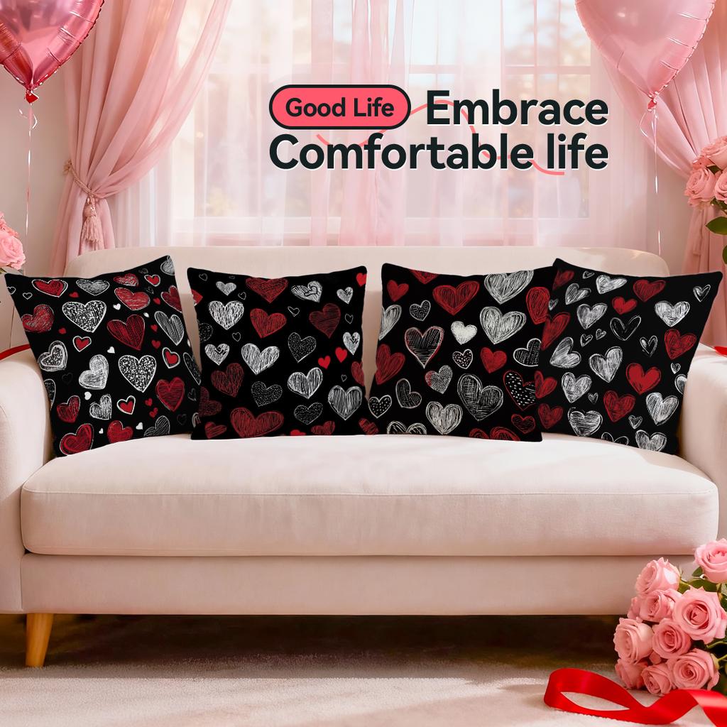 Valentine'S Day Graffiti Pillowcase Printed Polyester 40/45/50cm Throw Pillowcover Decorative Sofa Cushion Pillowslip Home Decor