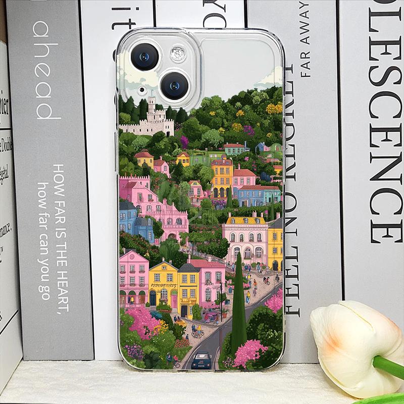 Painting House Mountain Landscape Phone Case for IPhone 17 16 15 14 11 12 13 Pro Max 7 8 Plus 12 13 Mini X XS Max XR Soft Cover