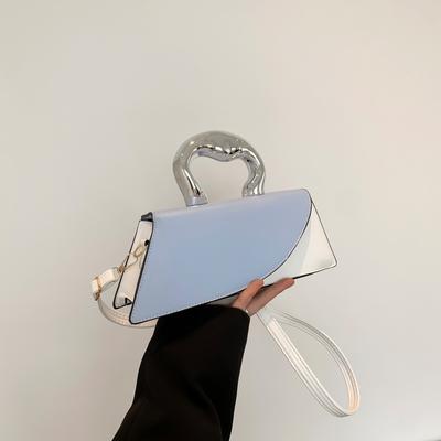 Color Matching New Fashion Texture 225 Contrasting Colors Spring Casual Simple Messenger Metal Portable Small Square Bag Woman