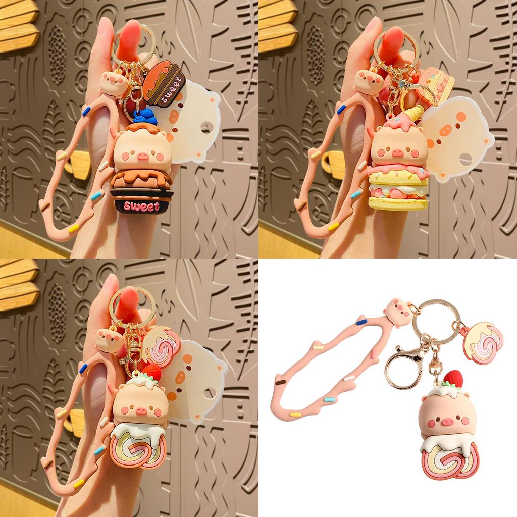 Cute Piggy Cartoon Keychain Adorable Silicone Accessory For Cars And Bags