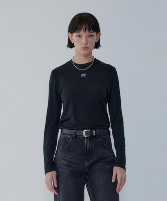 Bobeu Logo Embroidered Rayon T-Shirt_Black 7156240700