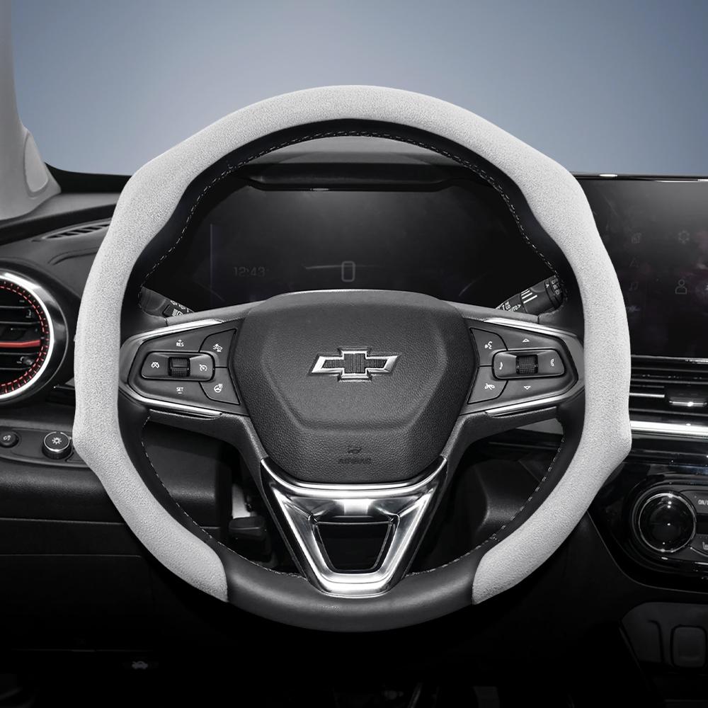 Suitable for Chevrolet Premium Suede Snap-On Steering Wheel Cover, Non-Slip and Durable, Round and D-Shaped Steering Wheel Available Cruze Spark Capti