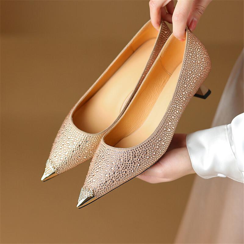 Fashion New Spring Summer Women Pumps Shoes for Women Fashion Metal Pointed Toe Shoes Concise High Heels Zapatos De Mujer Ladies Shoes