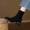 Krazing Po Flock Winter Round Toe Size 33 Western Boots Size 43 Thick High Heels Concise Style Ankle Boots