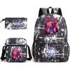 Set da 3 pezzi Anime Cartone Animato K-Pop Cacciatori di Demoni Zaino Stampato con Borsa a Tracolla Astuccio per Ragazzo Ragazza Adolescente Zaino Scolastico di Grande Capacità