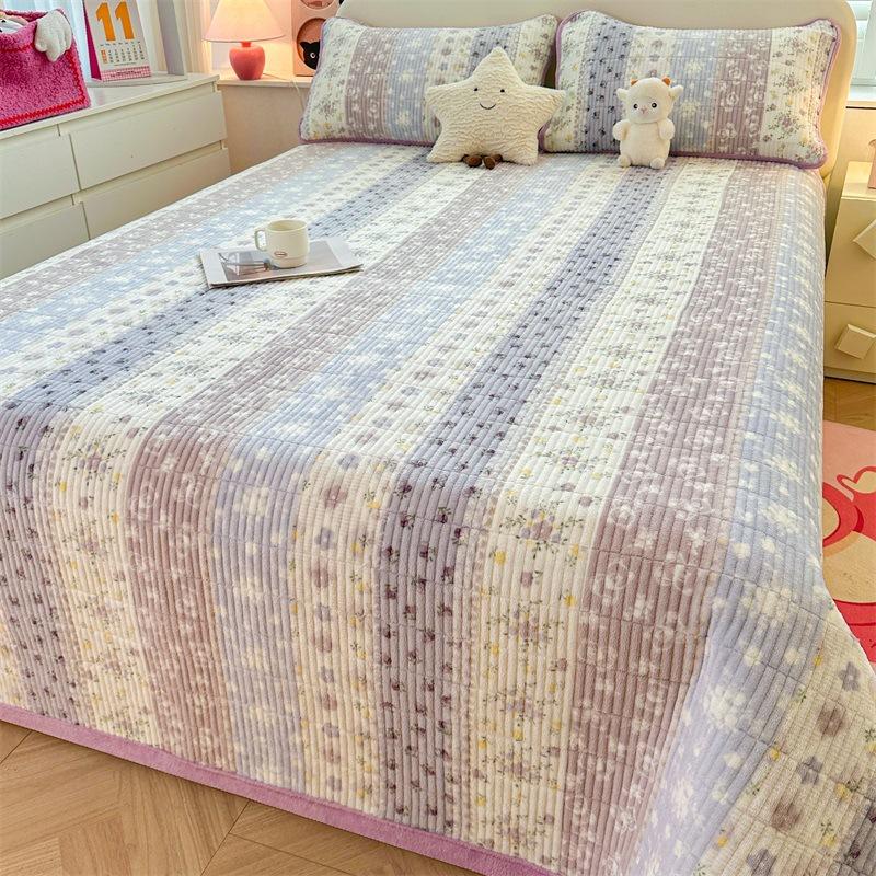 Thickened Milk Velvet Bed Cover for Autumn and Winter, Warm Cotton Bed Sheet with Velvet Mattress, Tatami Bedding
