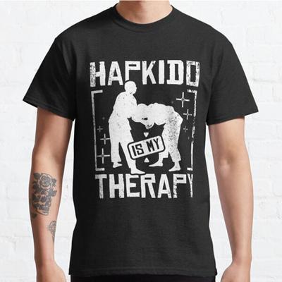 Men Fashion Casual Short Sleeves Hapkido Is My Therapy Black Tees Classic Oversized T-shirts