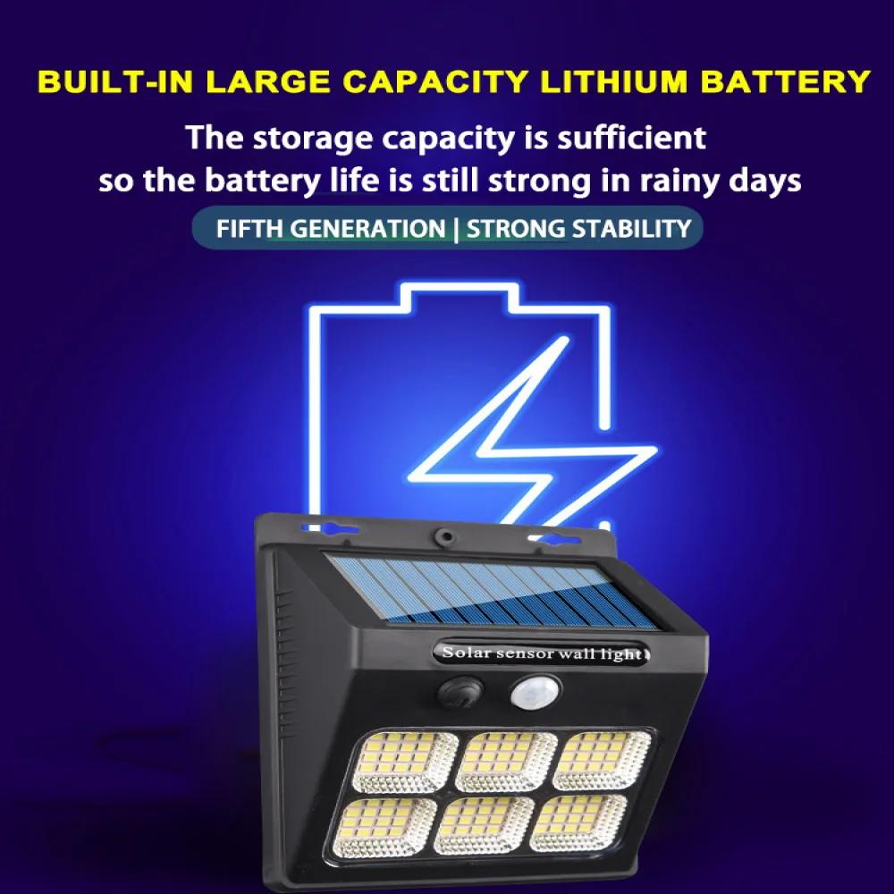 30/96/112LED Solar Light Outdoor Solar Wall Lamp Human Body Sensor 3 Modes Waterproof Garden Decor Street Light Sunlight Powered