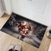 Santa Claus Reindeer Sleigh Christmas Doormat, Winter Night Non Slip Entrance Floor Rug