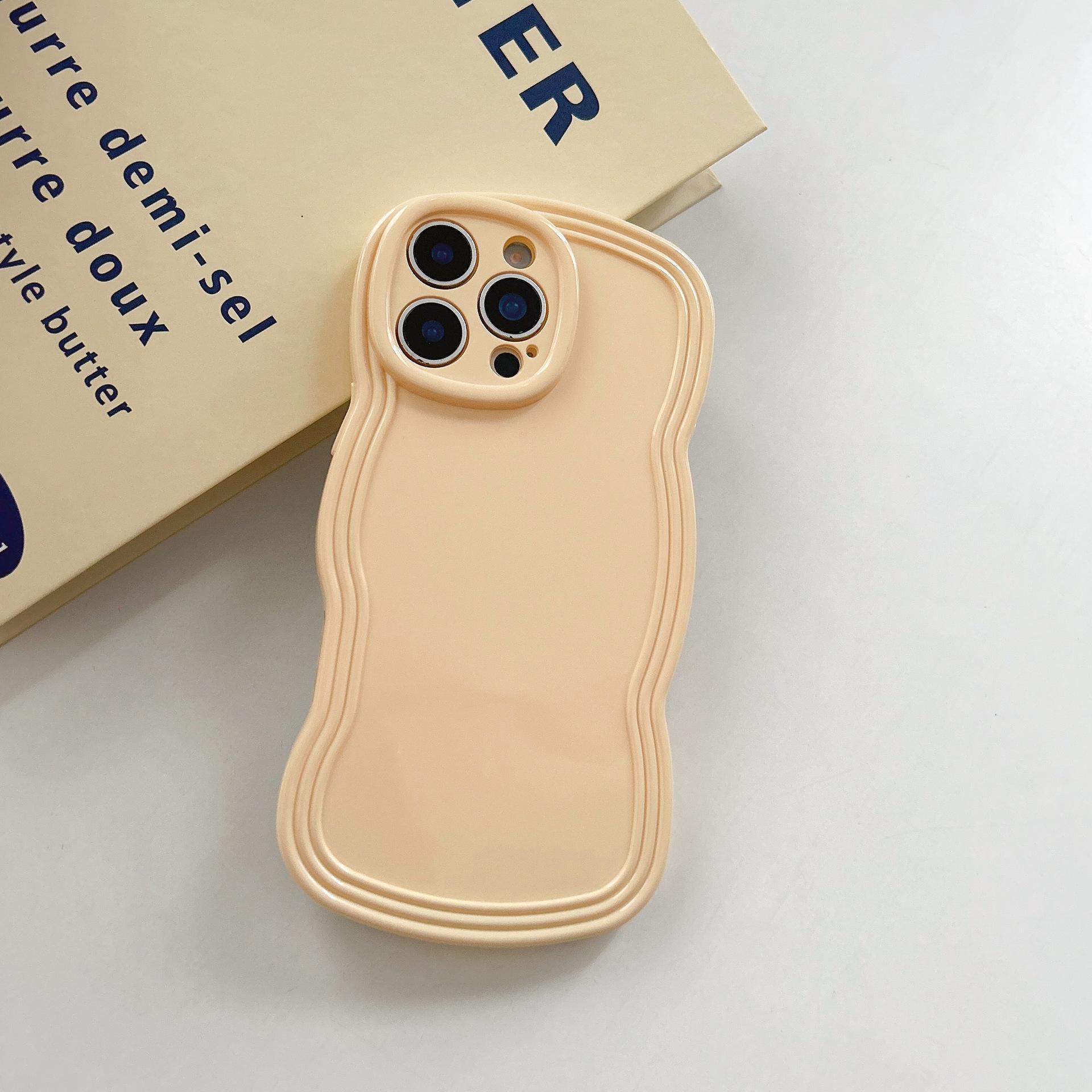 

Cream Candy Color Wave Shell Compatible with iPhone 16 Pro Max Apple 15 Phone Case New 13/14 Simple 16Pro max(without Packagi