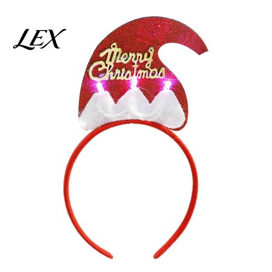 Glowing Holiday Accessories for Parties Light Up Christmas Headbands, Shiny Glitter Santa Hat Tree Reindeer Antler Hairbands, Party Hair LED Xmas Head