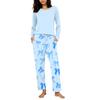 Women's Casual Printed Pajama Set with Round Neck and Loose Fit for Sleep and Lounging