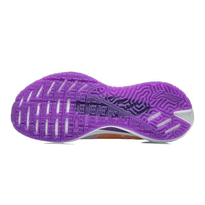Li Ning Shadow Fabric Cushioning Slip Resistant Abrasion Resistant Low Top Running Shoes Women's White Purple ARHQ262-3
